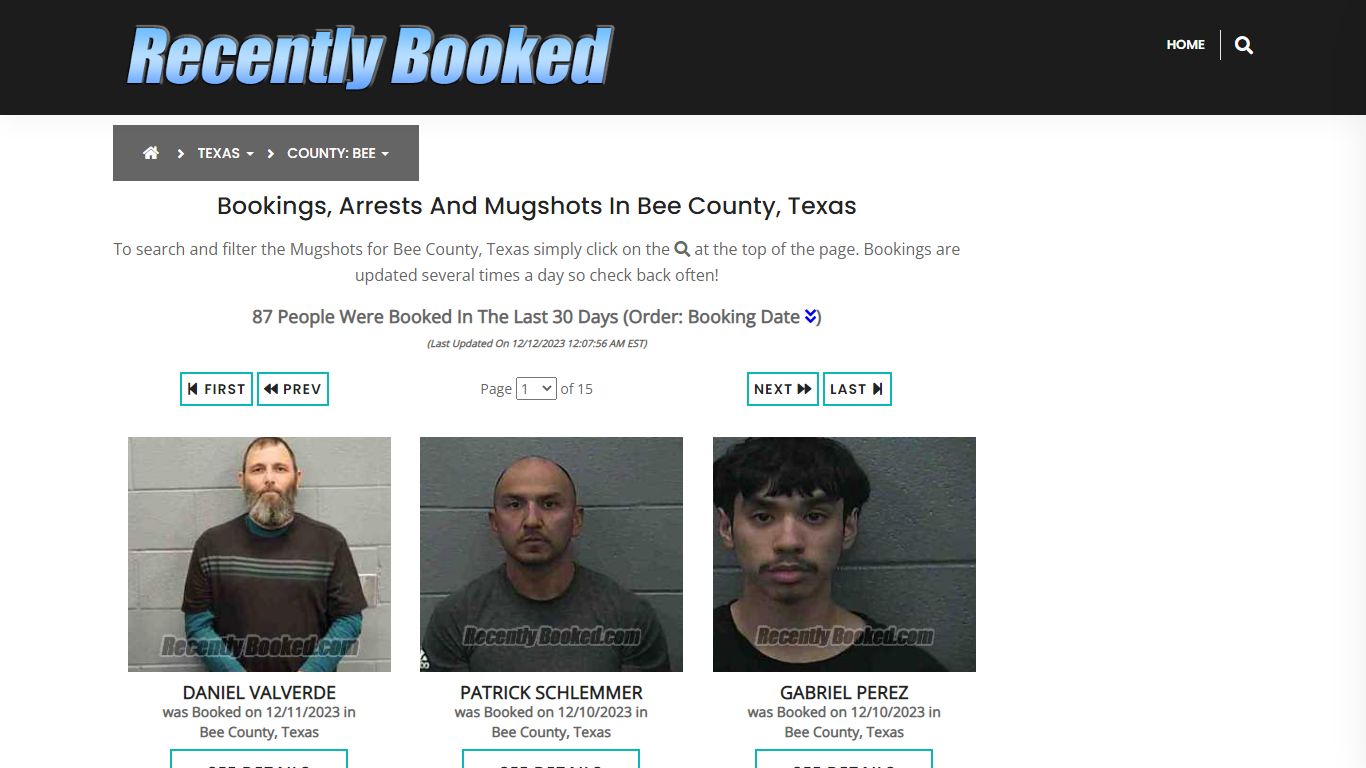 Recent bookings, Arrests, Mugshots in Bee County, Texas - Recently Booked