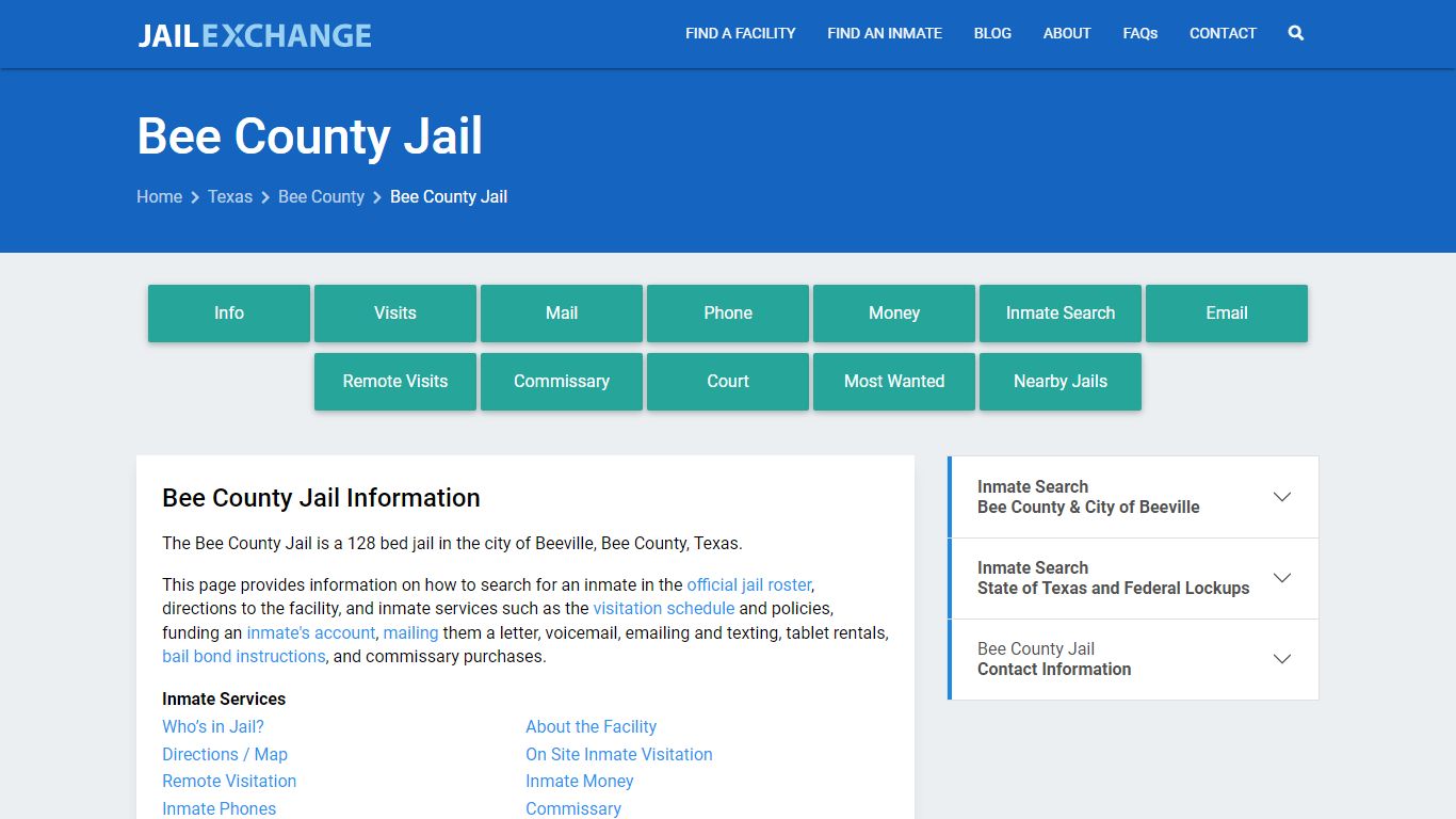 Bee County Jail, TX Inmate Search, Information